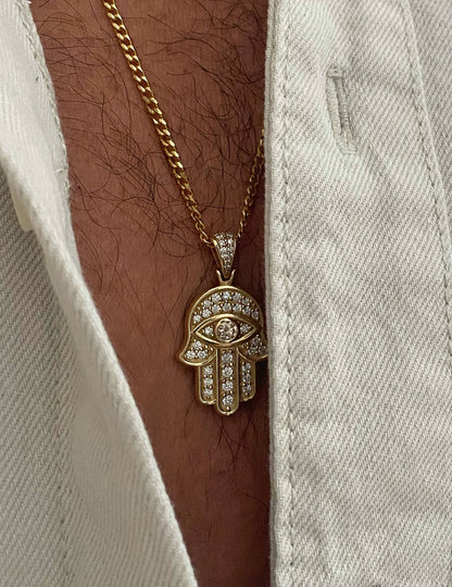 Hamsa Hand Diamond Necklace | 1.05ct Lab Grown Diamonds | 14K Gold Pendant
