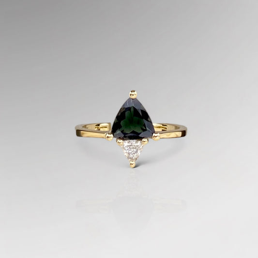 Tourmaline & Diamond Triangles Ring