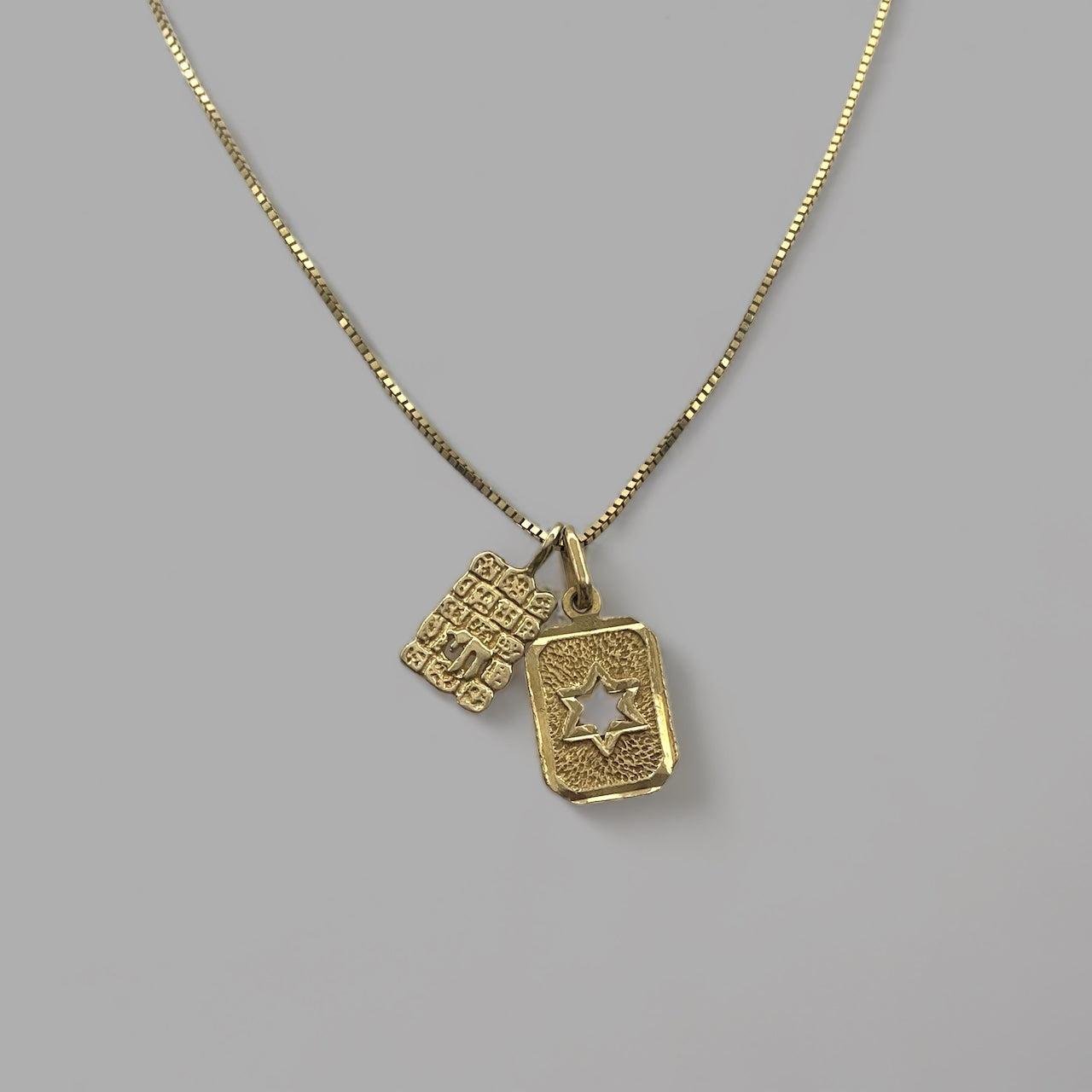 Chai on the western wall & star of david 14k Gold Necklace