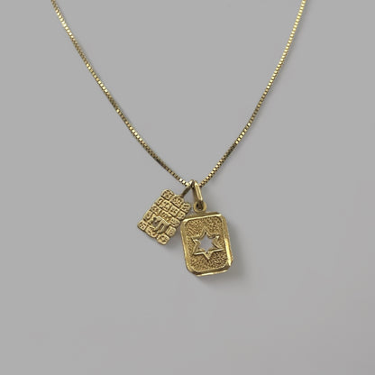 Chai on the western wall & star of david 14k Gold Necklace