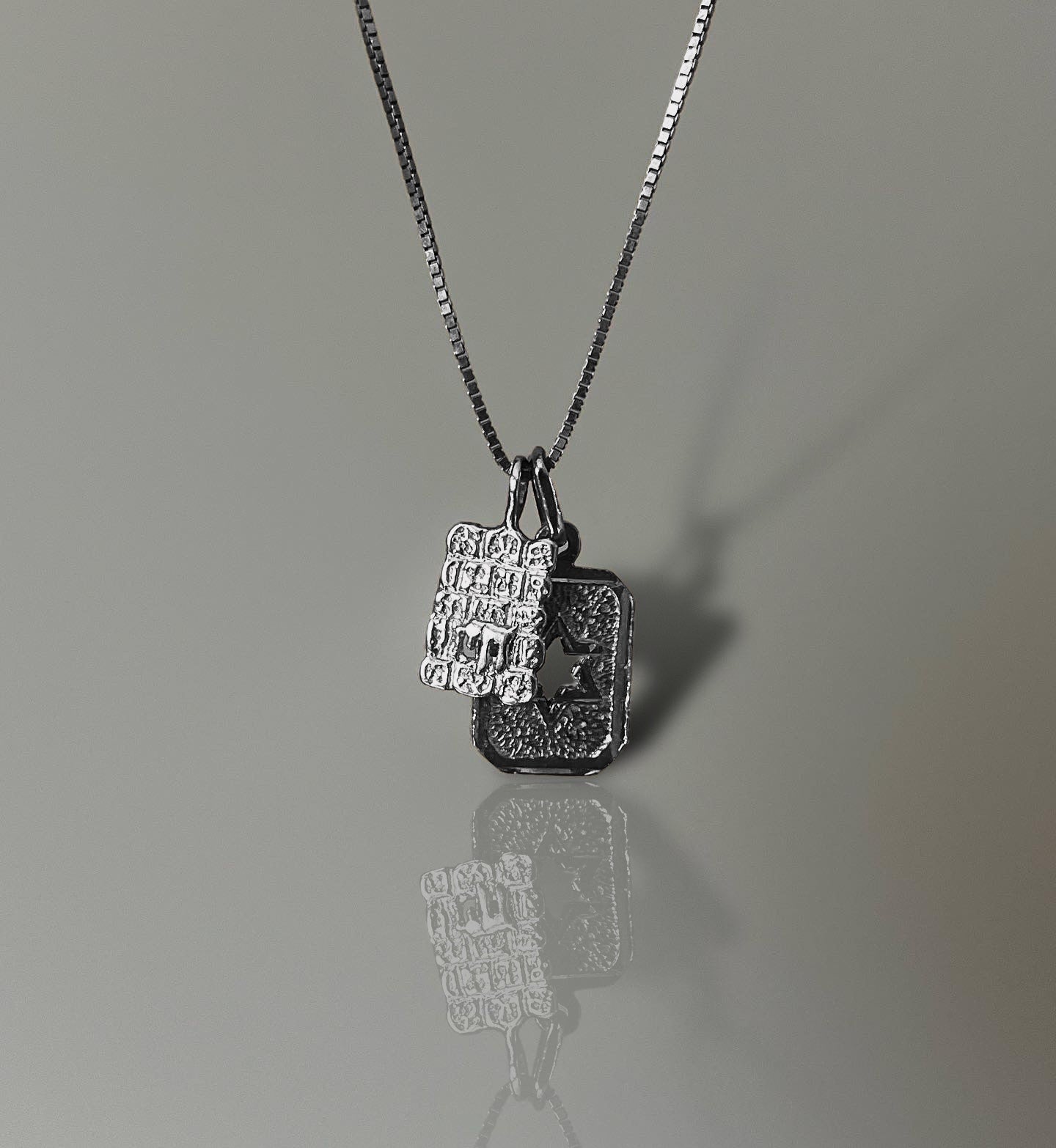 Chai on the western wall & star of david sterling silver necklace