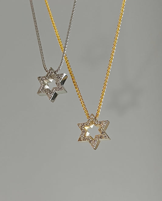 Star of David 14k Gold Diamond Necklace