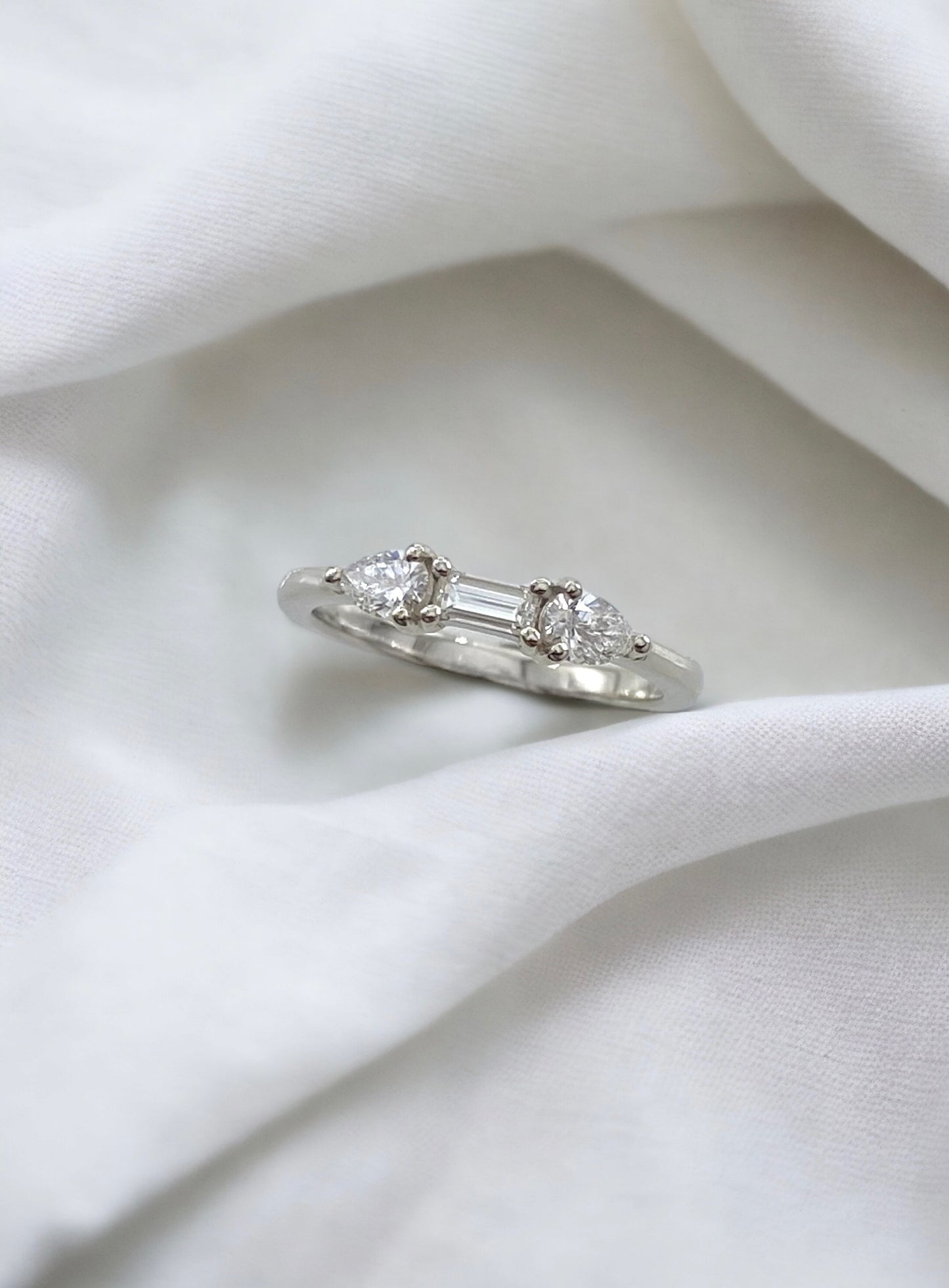 Drops and Baguette Art Deco Diamond Ring