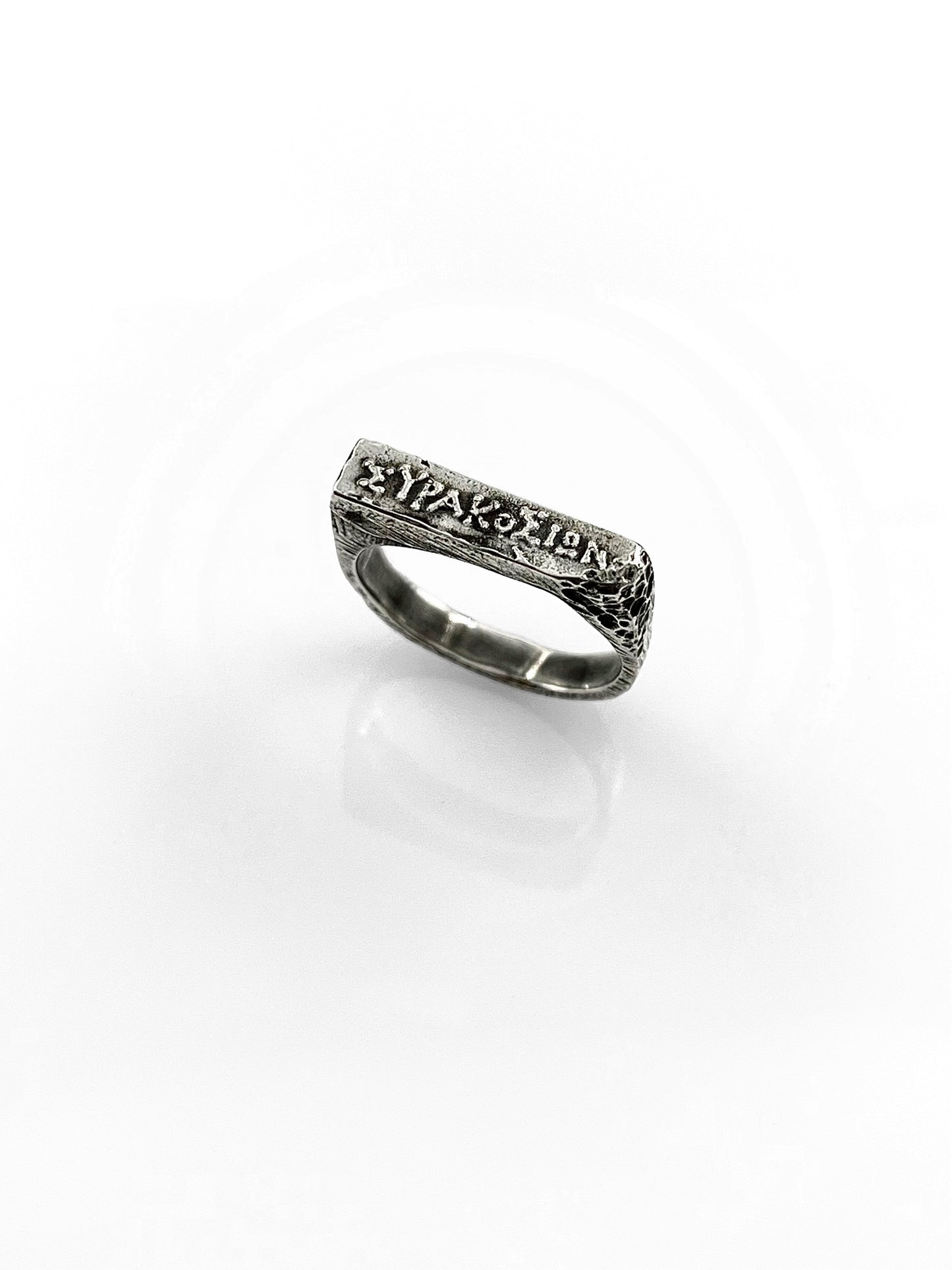 925 Sterling Silver Raw Texture Square Ring – Handcrafted Minimalist Statement Piece