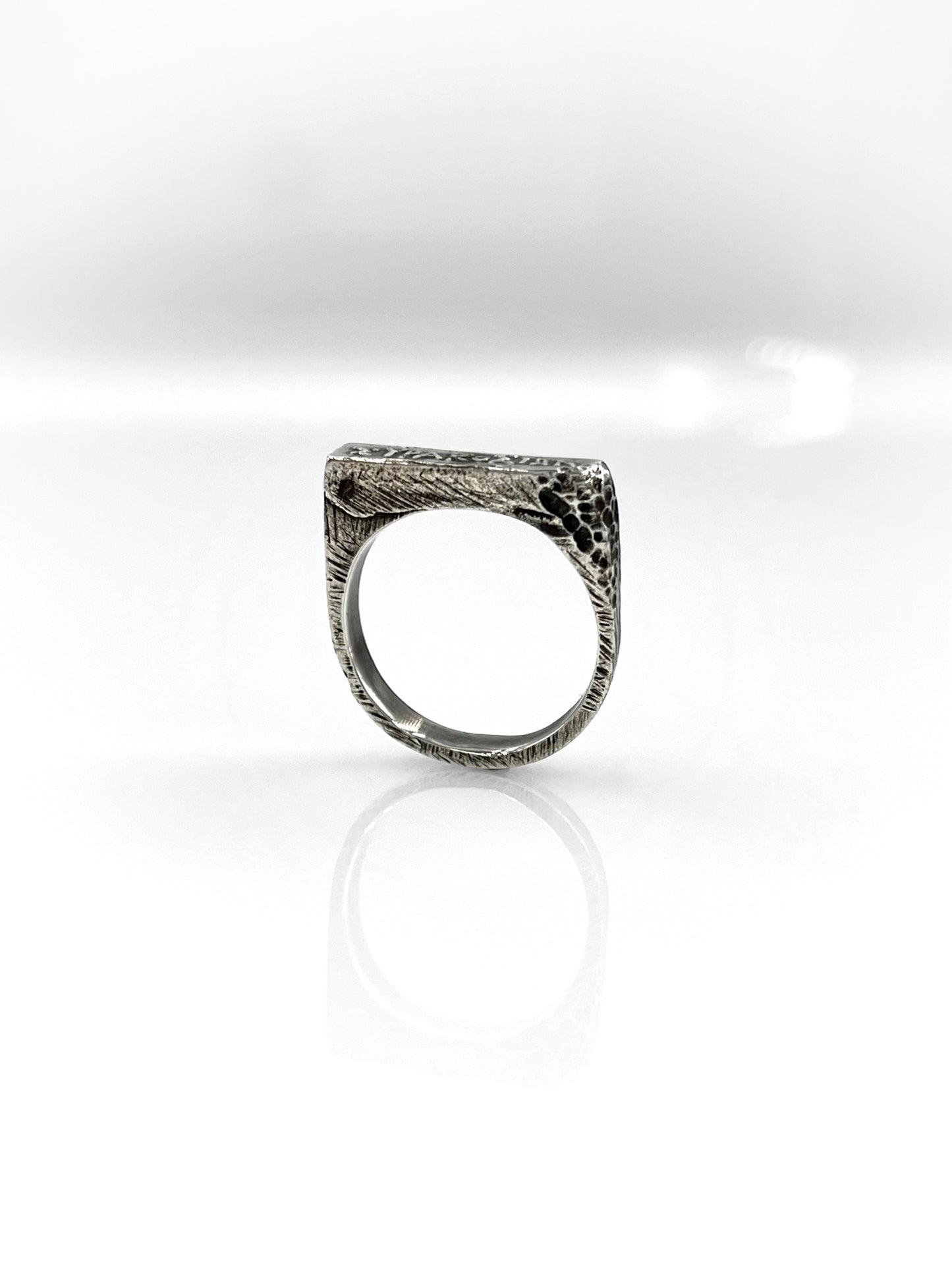 925 Sterling Silver Raw Texture Square Ring – Handcrafted Minimalist Statement Piece