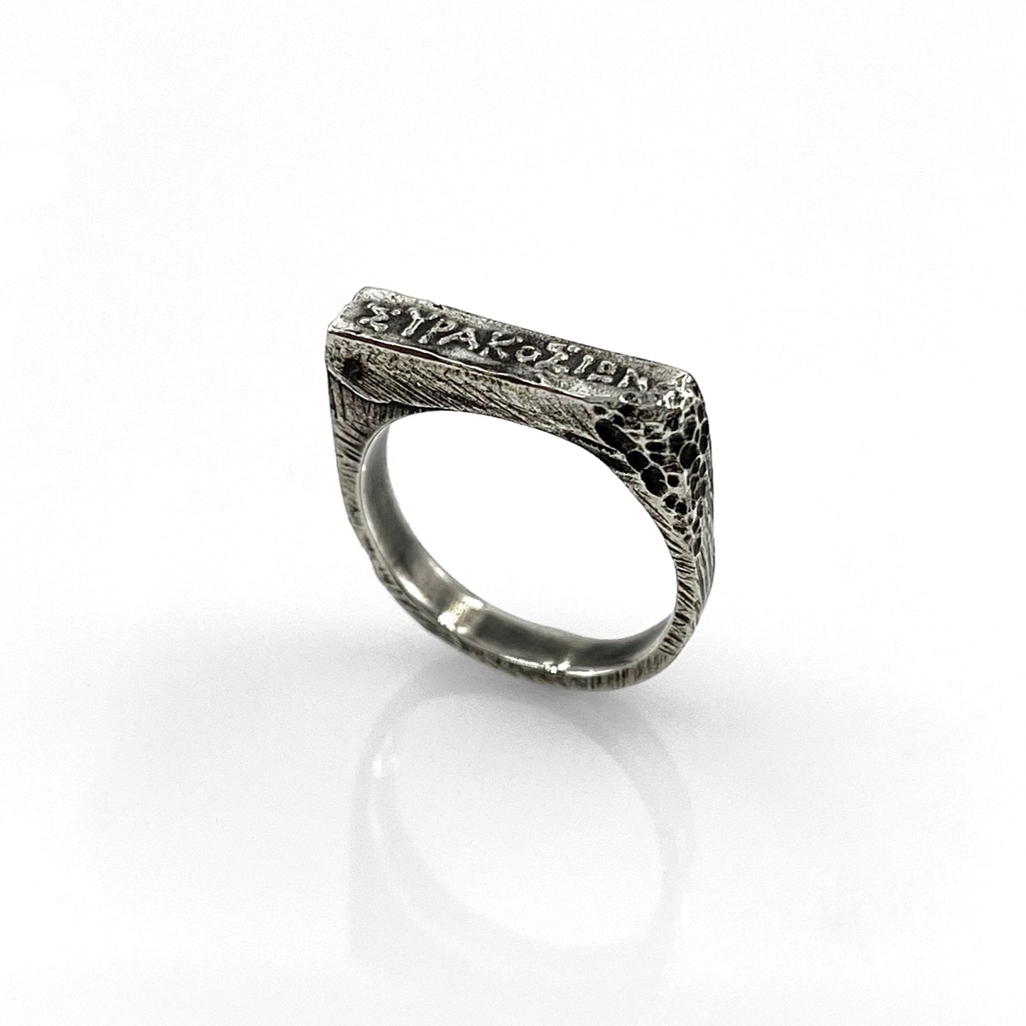 925 Sterling Silver Raw Texture Square Ring – Handcrafted Minimalist Statement Piece