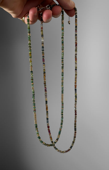 Natural Sapphire & Mixed Gemstone Beaded Necklaces – 14K Solid Gold Accents