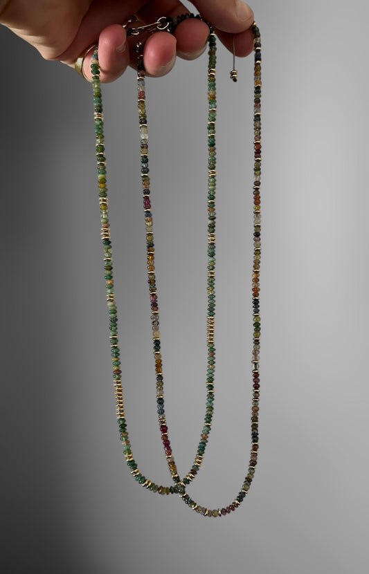 Natural Sapphire & Mixed Gemstone Beaded Necklaces – 14K Solid Gold Accents