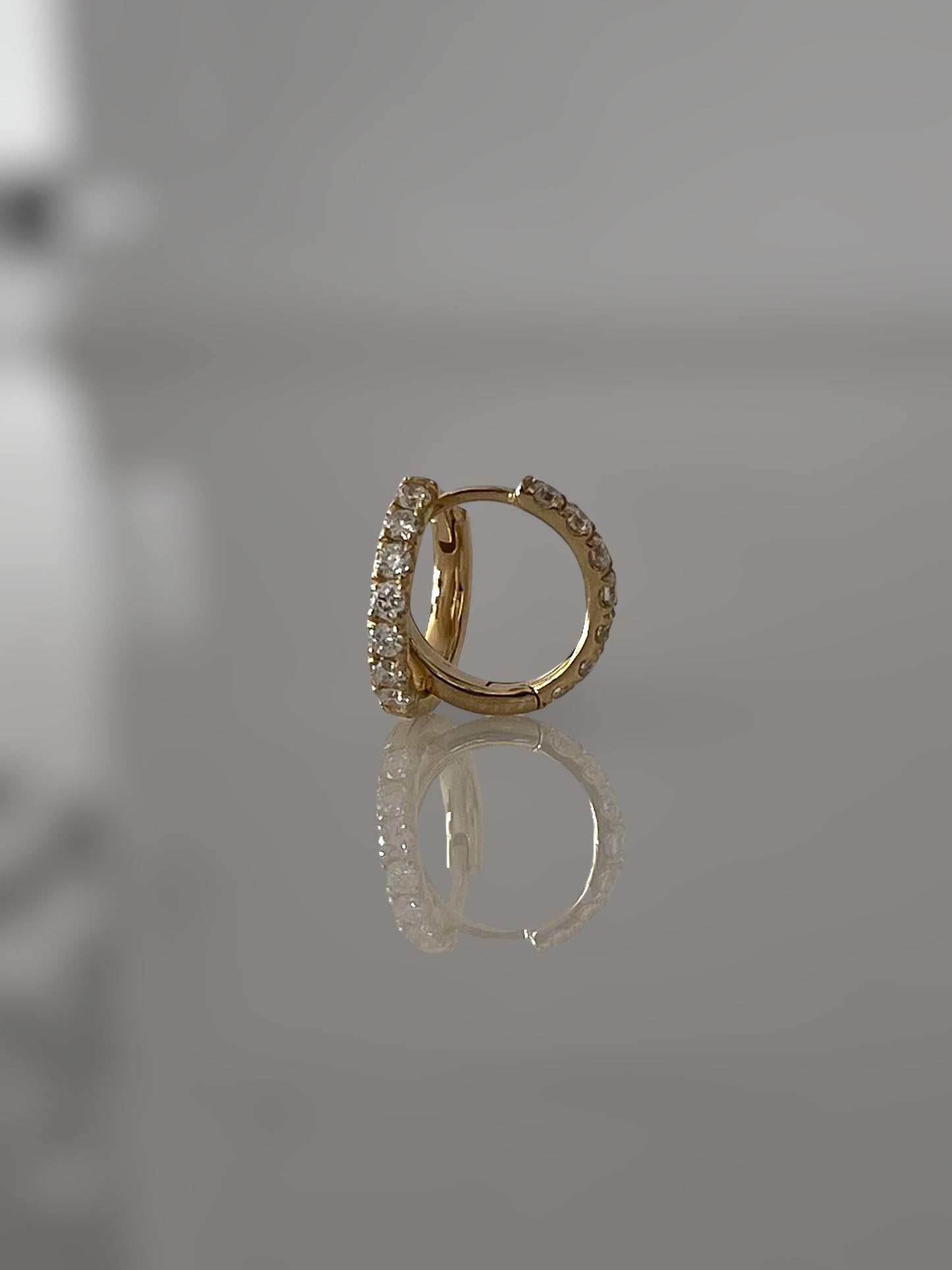 14K Gold Diamond Hoop Earrings - Natural Diamond Huggie Hoops | 8mm-11mm
