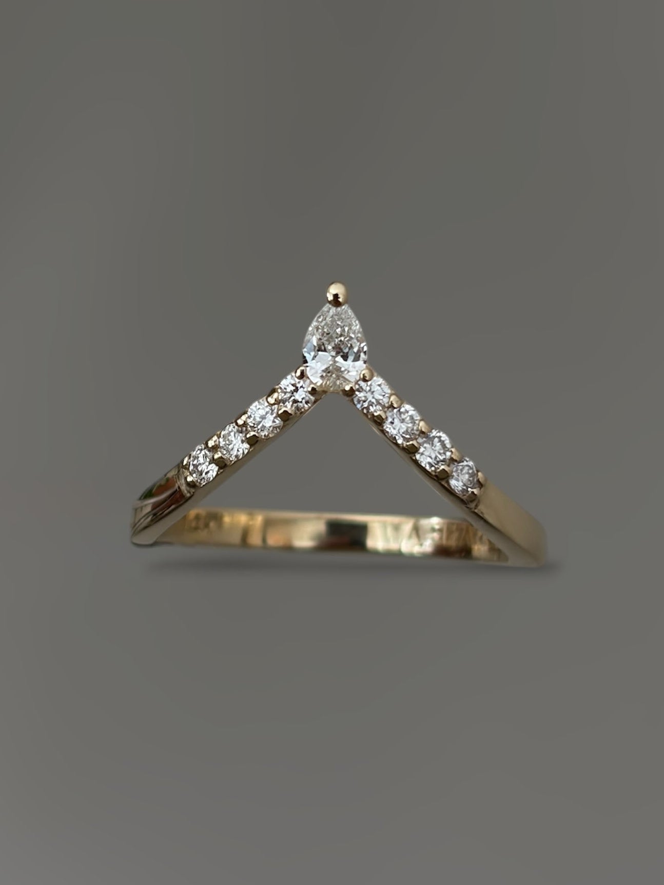 V Pear Diamond Ring