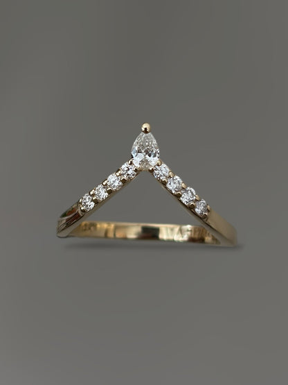 V Pear Diamond Ring