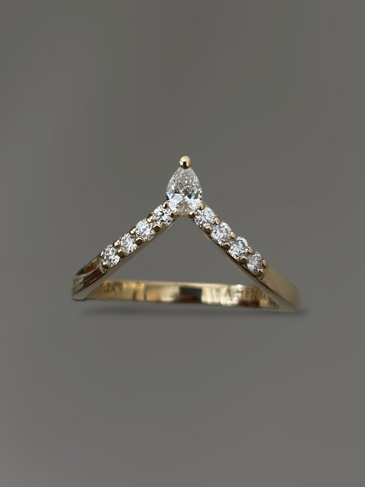 V Pear Diamond Ring