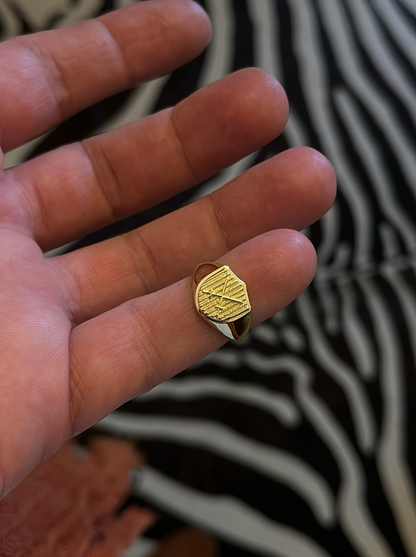 14K Solid Gold Shield Pinky Ring