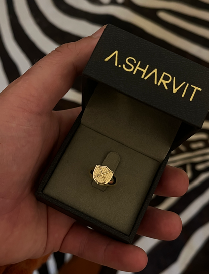 14K Solid Gold Shield Pinky Ring