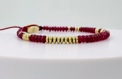 The 4mm Ruby & Gold Beaded Bracelet