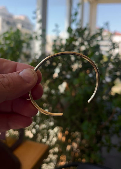 Handmade 14k Solid Gold Cuff Bracelet – Minimalist Raw Finish