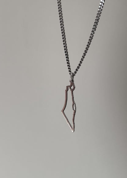 925 Sterling Silver Map of Israel Necklace
