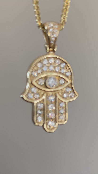 Hamsa Hand Diamond Necklace | 1.05ct Lab Grown Diamonds | 14K Gold Pendant
