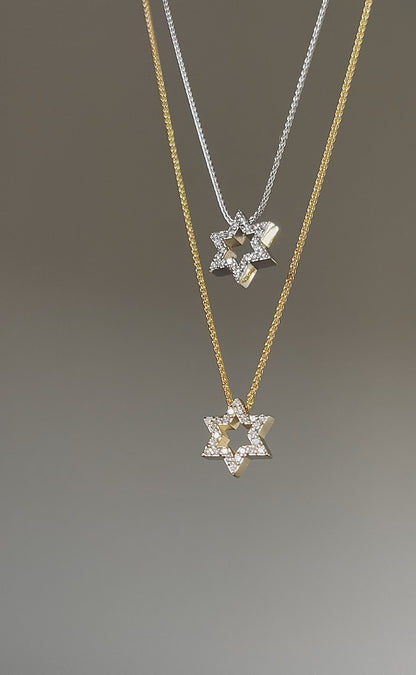 Star of David 14k Gold Diamond Necklace