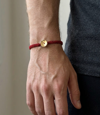 Gold Button Red String Bracelet