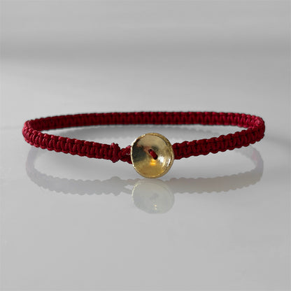 Gold Button Red String Bracelet
