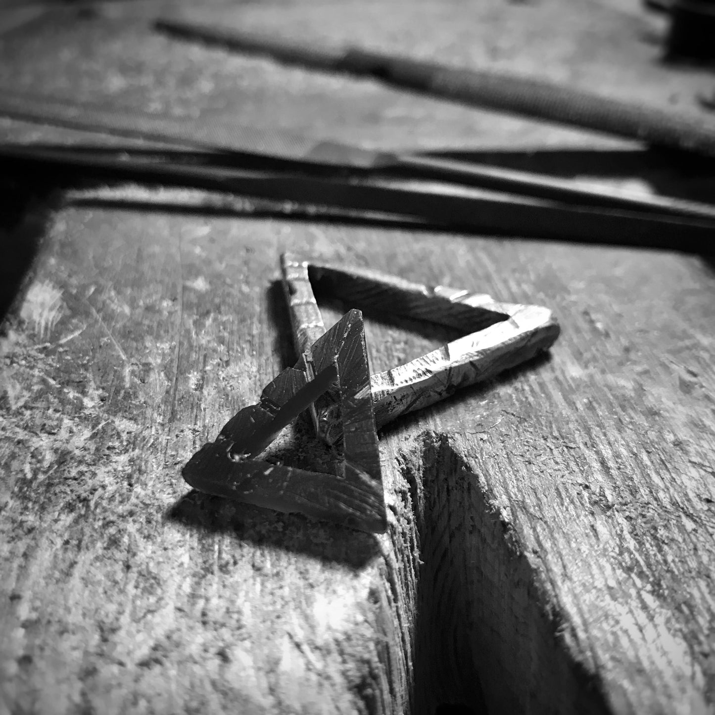 Small Oxidized Triangle Necklace