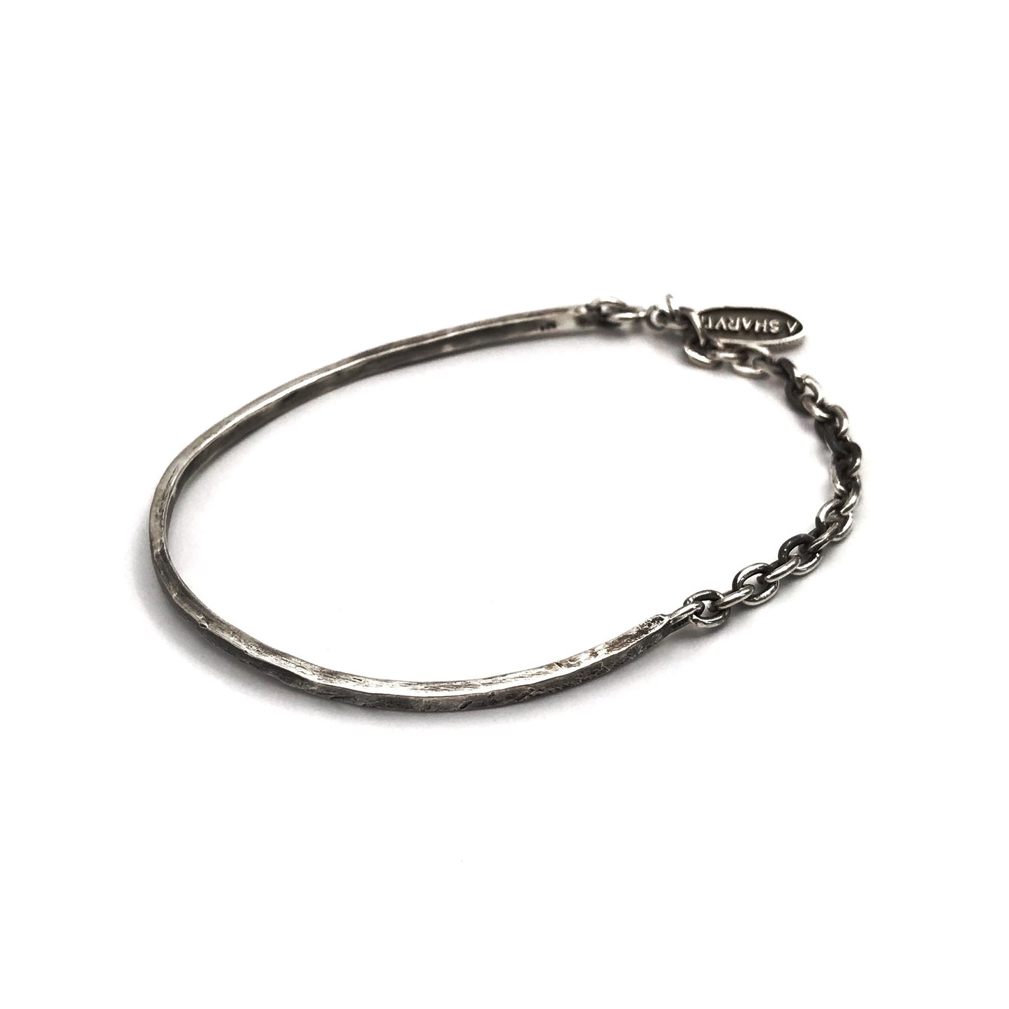 Half & Half Oxidized Cuff Chain Bracelet