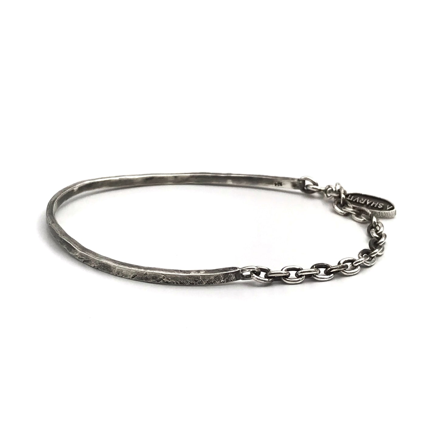 Half & Half Oxidized Cuff Chain Bracelet