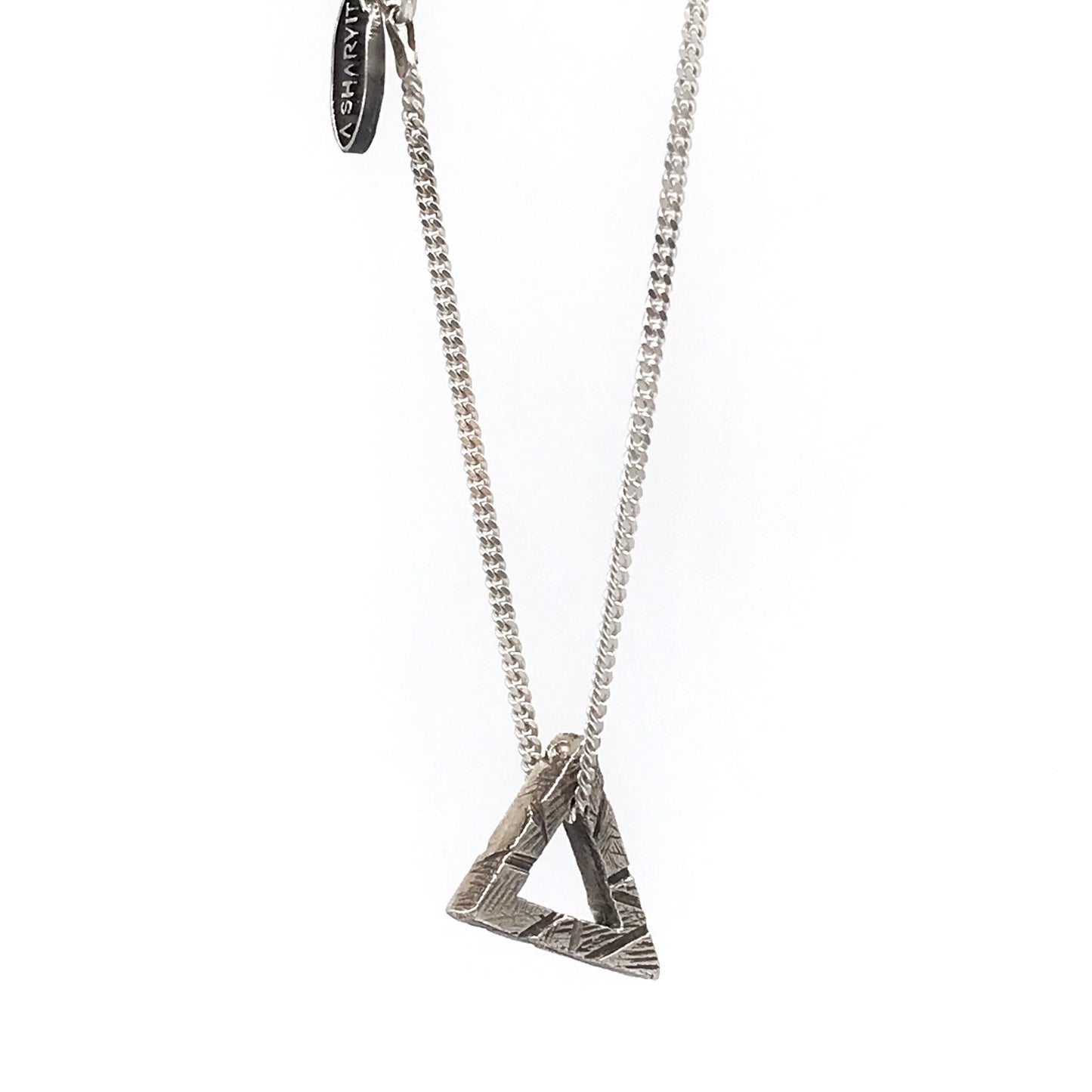 Small Oxidized Triangle Necklace