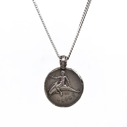 Poseidon and Dolphin Coin Necklace