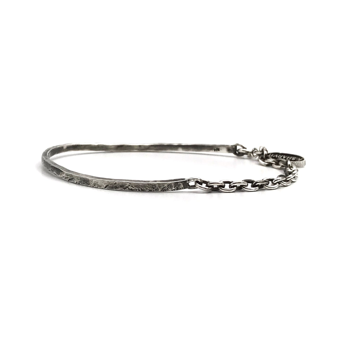 Half & Half Oxidized Cuff Chain Bracelet