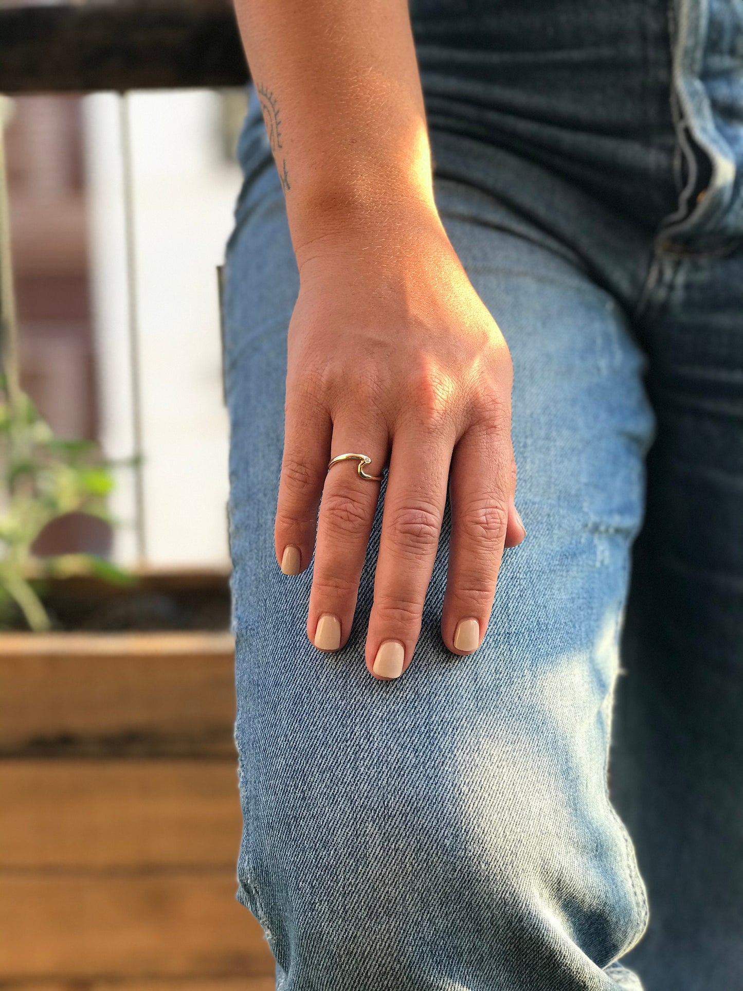 Blue Sapphire Wave Ring,