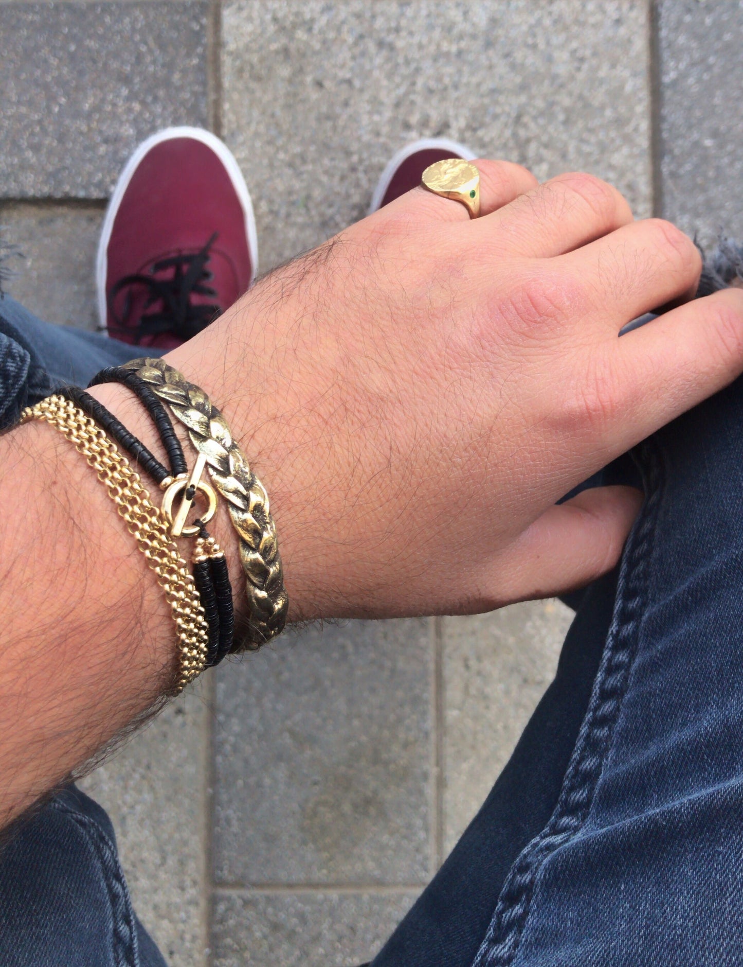 Oxidised Brass Braided Cuff