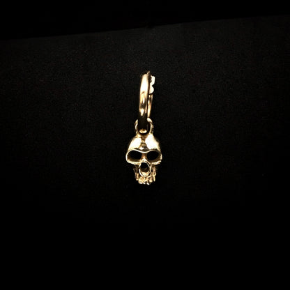 14k Gold Skull Hoop Earring