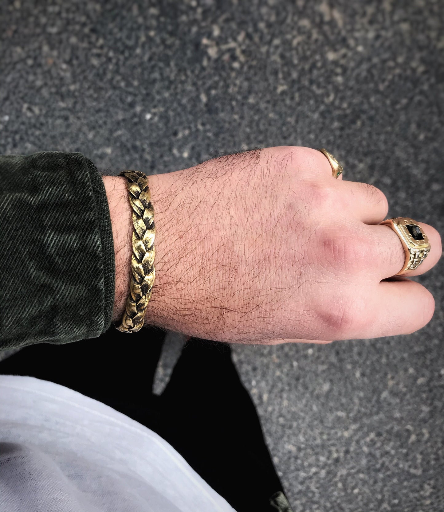 Oxidised Brass Braided Cuff
