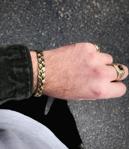 Oxidised Brass Braided Cuff