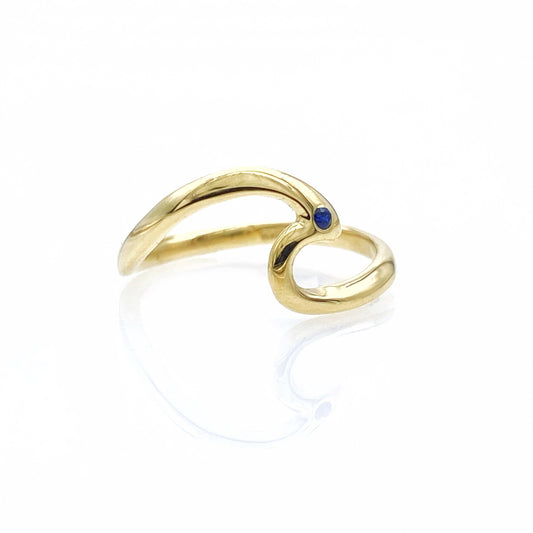 Blue Sapphire Wave Ring,