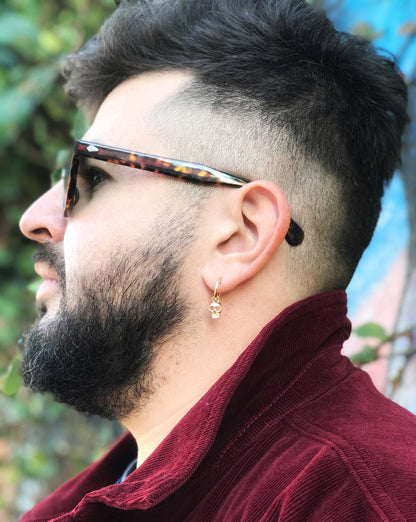 14k Gold Skull Hoop Earring