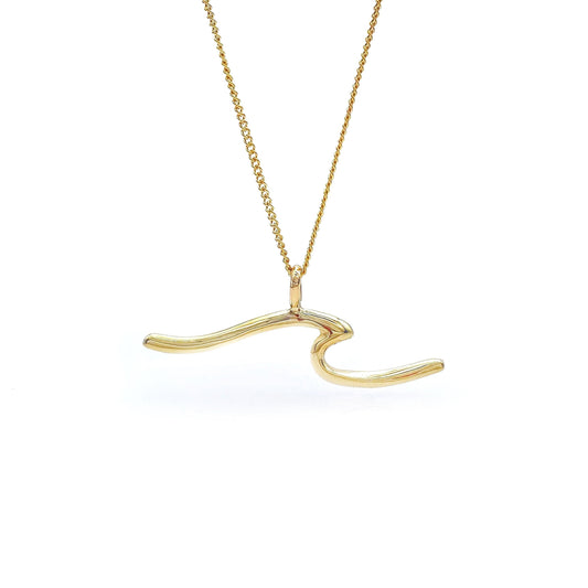 14k Solid Gold Wave Necklace