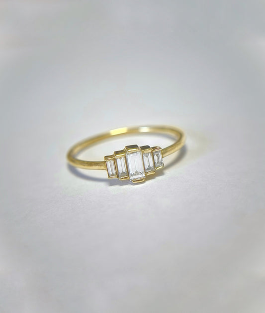 Art Deco Degrade Baguette Diamond Ring